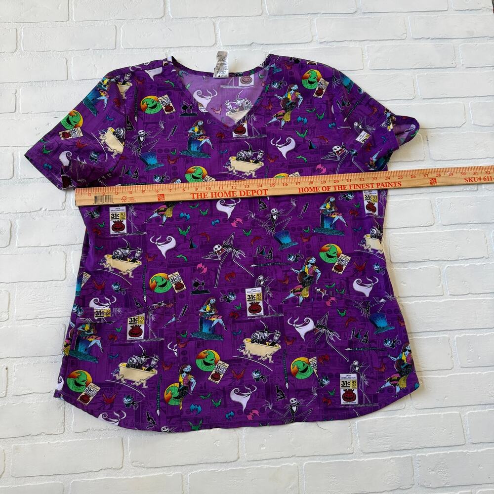 Disney Tim Burtons Nightmare Before Christmas Women's Scrub Top Sz XL - Picture 6 of 6